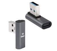 QIANRENON 90°USB 3.1 to USB C Adapter USB A Male to Type C Female Right Angle Coupler 10Gbps OTG Data Transfer Charge Converter Connector for Smartphone,Tablet,2 Pcs