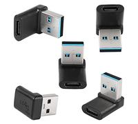 QIANRENON 90°USB 3.1 to USB C Adapter USB A Male to Type C Female Right Angle Coupler 10Gbps OTG Data Transfer Charging Connector for Smartphone laptop Tablet, Black, 5 Pcs