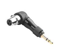 QIANRENON Adjustable 90° Angle Mini XLR to 1/8 Mic Connector Gold Plated 3Pin mini XlR Female to Locking TRS 3.5mm Male Right Angle Adapter Mini-XLR Direction changeable, for Sports Headphone Camera