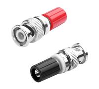 QIANRENON BNC to 4mm Banana Jack Single Terminal Block Adapter BNC Male to 4mm Banana Socket Oscilloscope Connector M4 Banana Plug Red Black Terminal, for Coaxial RF Test Measurement, Red + Black