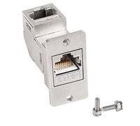 QIANRENON CAT6A RJ45 Rectangular Panel Mount 90° Angle Network Adapter RJ45 8P8C Female to female Ethernet Right Angle Connector Shielding, for Industrial Automation Medical Information Network