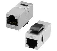 QIANRENON Cat7 RJ45 Keystone Jack Network Connector Coupler RJ45 8P8C Female to Female Wall Plate Module Ethernet Adapter,10Gbps/600MHz/Shielded, for Standard Wall Plate,LAN Patch Panel, 2Pcs