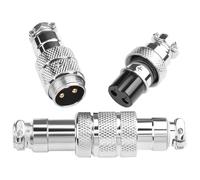 QIANRENON Docking GX16 2Pin Aviation Plug Socket Gold Plated GX16 2 Pole Aviation Connector Solder Adapter M16 2Pin Aerial Plug Quick Connect Nut Lock 7A, for Electrical Electronic Signal, 2Pcs