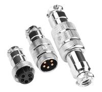QIANRENON Docking GX16 5Pin Aviation Plug Socket Gold plated GX16 5Pin Aviation Connector Solder Adapter M16 5Pin Quick Connect Aerial Plug Nut Locking 5A, for Computer Electrical Electronic, 2Pcs