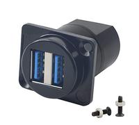 QIANRENON Dual USB 3.0 Panel Mount Connector, USB 3.0 Female to Female Coupler Socket Panel Mount Pass Through Adapter，Fixed Panel Front and Rear Straight USB Extender