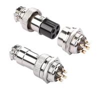 QIANRENON Gold Plated GX16 4 Pole Aviation Plug Socket GX16 4Pin Male Bulkhead Mount Airline Plug Connector GX16-4 Female Cable Solder Adapter M16, 400V/7A, for Electrical Signal Connection, 2Pcs