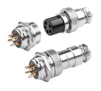 QIANRENON Gold plated GX16 5Pin Aviation Plug Cable Solder Connector GX16 5 Pole Male Bulkhead Mount Airline Plug GX16-5 Female Round Adapter M16, 250V/5A. for Electrical Electronic Signal, 2Pcs