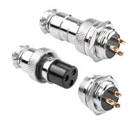 QIANRENON Gold Plated GX16 Aviation Plug Socket GX16 3Pin Male Bulkhead Mount Aviation Plug GX16 3Pin Female Cable Soldered Airline Connector M16 400V/7A, for Electrical Electronic Connection, 2Pcs