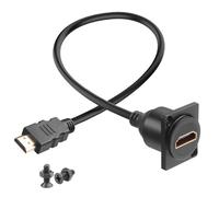 QIANRENON HDMI 2.0 Panel Mount HD Display Short Cable Adapter 4K@60Hz HDMI 2.0 Male to Female Bulkhead Fixed Mount HDTV Connector Extension Cable, Mounted XLR/D-Sub Panel Dashboard, 30cm/11.8in