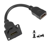 QIANRENON HDMI Adapter 4K@60Hz HDMI 2.0 Female to Female Display Connector, Short Cable, Panel Mount, for TV Monitor Projector (20cm/7.8in)