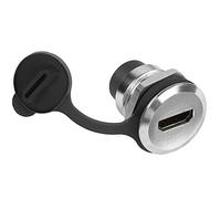 QIANRENON HDMI Threaded Fixed Embedded Adapter HDMI1.4 Female to Female Panel Mount Waterproof Connector, Support 3D and 4K, For HDTV projector monitor, Silver