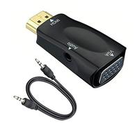 QIANRENON HDMI to VGA Adapter Converter with 3.5mm Audio Jack Cablle, HDMI to VGA Converter Male to Female Gold-Plated Connector HD video 1080P for Laptop,PC,Monitor etc