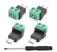 QIANRENON Micro USB 2Pin Solderless Charging Connector Micro usb Male to 2Pin Crimp Adapter 5V 3A MicroUSB 2.0 Screw Terminal Solderless Plug, Can't Data Transfer, for DIY Repair Micro-USB, 4Pcs