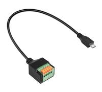 QIANRENON Micro USB Quick Connect Solderless Adapter Plug Micro USB Spring Terminal Block Connector Micro USB Male to 5Pin Crimp Terminal Solderless Data Charging Extender,for Repair/DIY,30cm/11.8in