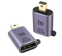 QIANRENON Mini DP to DP Adapter 8K@60Hz, 2Pcs, Supports 8K@60Hz 4K@120/144Hz, 2K@144/165Hz, Compatible with MacBook, Surface, Laptop, Monitor, HDTV, Gaming Console