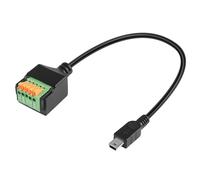 QIANRENON Mini USB Quick Connect Solderless Connector Short Cable Mini USB Male to 5 Pin Crimp Terminal Data Charging Cable Mini USB Spring Terminal Block Adapter Plug, for DIY/Repair, 30 cm/11.8in