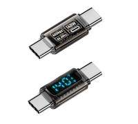 QIANRENON PD140W USB4.0 C Male to Male Digital Display Adapter 40Gbps Type C 4.0 Full Function Charging Monitoring Connector, Real-time Display Charge, Support 8K@60Hz OTG Thunderbolt 3/4, 2Pcs