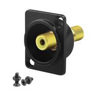 QIANRENON RCA Panel Mount AV Adapter Coupler Gold Plated RCA Female to Female Bulkhead Mount Phono Connector Socket A/V Jack 75Ω, Mounted XLR/Type D Panel, for TV Amplifier Audio System, Yellow