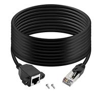 QIANRENON RJ50 10P10C Male to Female Extension Cable Panel Screw Mount Shielded Cat 5E 26AWG for Motorola Radio Barcode Scanning Laser Printing Industrial Equipment etc.5m (16.4ft)