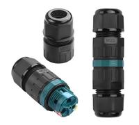QIANRENON Solderless 3Pin Waterproof Cable Connector 110-450V 3 Core Wire Screwless Quick Connect Junction Box Outdoor Connector 16A IP68, for 0.5-2.5mm² Wire Gauge φ5-φ9mm Cable Diameter, 2Pcs