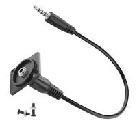 QIANRENON TRRS 3.5mm Panel Mount Headphone Connector Short Cable 4 Pole TRRS 1/8 Male to Female Bulkhead Fixed Mount Audio Adapter Extender, for Extension CTIA Stereo + Microphone Port, 25cm/9.8in