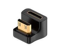 QIANRENON U Shape Angle Mini HDMI 8K Display Adapter UHD2.1 Mini HDMI Male to Mini HDMI Female 180 Degree Up Video Connector, LED Light, for Tablet PC Digital Camera Portable Camcorder, (Reverse)