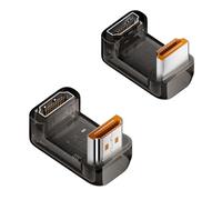 QIANRENON U Shaped Angle HDMI 2.1 DisplayPort Adapter Plug 8K HDMI Male to Female 180 Degree Ultra HD Connector 3D/HDR Transparent Casing, for HDTV Monitor Projector, 2Pcs (1 Positive+1 Reverse)