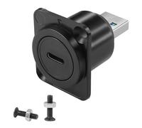 QIANRENON USB 3.0 to USB C Panel Mount Adapter Converter 5Gbps USB3.0 Male to USB C Female Data Connector USB3.0 to Type C Mounting Socket, D Panel/XLR Panel Mount, for Data Transfer/Charging