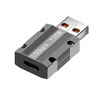 QIANRENON USB 3.1 to USB C Adapter Mecha Cyberpunk Styles 10Gbps USB3.1 Male to Type C Female Data Converter, Zinc alloy/Craftsmanship Texture, Support PD120W