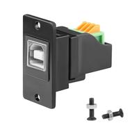 QIANRENON USB B Rectangular Panel Mount Quick Connect Solderless Adapter Printer Socket USB Type B 2.0 Female to 4Pin Crimp Terminal Fixed Mount Connector, for Expansion/Repair of USB B Port