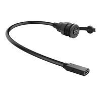 QIANRENON USB C 3.0 Female to Female Threaded Fixed Short Cable Adapter 5Gbps USB Type C Socket to Socket Flush Bulkhead Mount Charging Data Connector Cable PD 60W, for Furniture/Car/RV, 30cm/11.8in