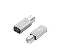 QIANRENON USB C to Midi Electric Piano Adapter USB C Female to USB B Male Printer Converter, for Printer MIDI Electric Piano Synthesizer Type-C Device/Laptop, Silver grey, 2 Pcs
