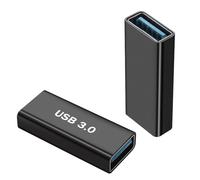 QIANRENON USB3.0 Female to USB3.0 Female Adapter Coupler USB3.0 Jack to Jack Charging Data Connector Extender Socket 5Gbps/10Gbps 5V/3A, Al Alloy Shell, for Laptop Tablet USB drive, 2Pcs