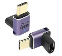 QIANRENON USB4.0 C 90 Degree Angle adapter 240W 40Gbps Type C 4.0 Male to Female Right Angle Coupler,LED Indicator,8K Audio/video Transfer,for Smartphone Tablet Steam Deck,2 Pcs(Stereoscopic Bend)