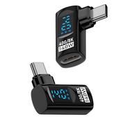 QIANRENON USB4.0 C Charging Digital Display 90°Angle Adapter PD140W USB Type C Male to Female Charge Display Right Angle Connector 40Gbps 8K@60Hz, Real Time Monitoring, 2Pcs (Side Bend)