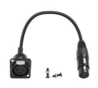 QIANRENON XLR Fixed Mount Short Cable Adapter - 3Pin Female to Female Panel Mount Mic Connector - Feedthrough Bulkhead Extender for Soundbox Mixing Console, 35cm/13.8in