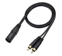 QIANRENON XLR to RCA and Audio Splitter Cable XLR Male to 2 RCA Male Mono Conversion Cable 3 Pin XLR to RCA Dual channel Y Splitter Extension Audio Cable, for Mixer Amplifier KTV, 1m/3.2ft