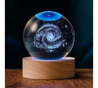 QIANRUNA 3D Galaxy 60mm Crystal Ball Astronomy Universe Gifts 3D Galaxy Crystal Globe Science Space Themed Physics Gifts Night Light lamp for Kids Men Him Dad Science Teacher