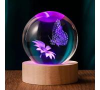 QIANRUNA - 60mm 3D Butterfly Figurine Crystal Ball Butterfly Figurine Gift for Women Wife Girlfriend Couple Her