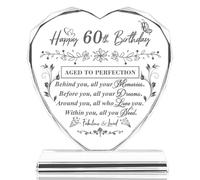 QIANRUNA 60th Birthday Gifts for Women Men, Laser Crystal Heart 60th Birthday Decorations Ideas, Happy Birthday Gifts for 60 Year Old Men Women Husband Wife Mom Dad Friend
