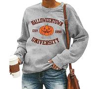 QIANRUO Halloweentown Est 1998 Sweatshirt Women Cute Halloween Witch Pumpkin Shirt Fall Crew Neck Pullover Sweater, Gray, XL