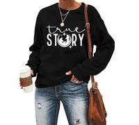 QIANRUO True Story Sweatshirt Women Nativity Scene Graphic Tees Religious Christmas Pullover Tops Casual Long Sleeve Shirt, Black, S