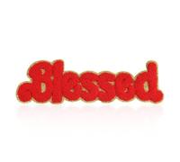 QianSiLi 10 inches Blessed Iron On Patch for Clothes, Chenille Letter Patches Large Iron On Letters for Clothing, Hats, Bags, Backpacks, Jeans Christian Gifts for Women (Red)