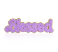 QianSiLi 10 inches Blessed Iron On Patch for Clothes, Chenille Letter Patches Large Iron On Letters for Clothing, Hats, Bags, Backpacks, Jeans Christian Gifts for Women (Purple)