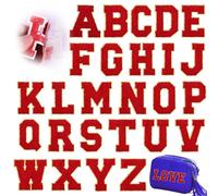 QianSiLi 26Pcs Self Adhesive Chenille Letter Patches for Clothing A-Z, Embroidered Patch for Clothes, Graduation Stole Fabric, Shoes, Bags (Red)