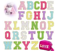 QianSiLi 26Pcs Self Adhesive Chenille Letter Patches for Clothing A-Z, Embroidered Patch for Clothes, Graduation Stole Fabric, Shoes, Bags (Colourful)