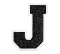 QianSiLi 4.5 Inch Chenille Iron On Letters for Clothes Varsity Letter Patches Embroidered Patch Iron On Patches for Clothing Varsity Jacket Hoodie (Black,J)