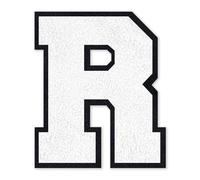 QianSiLi 4.5 Inch Chenille Iron On Letters for Clothes Varsity Letter Patches Embroidered Patch Iron On Patches for Clothing Varsity Jacket Hoodie (White,R)