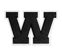 QianSiLi 4.5 Inch Chenille Iron On Letters for Clothes Varsity Letter Patches Embroidered Patch Iron On Patches for Clothing Varsity Jacket Hoodie (Black,W)