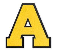 QianSiLi 6.0 Inch Chenille Iron On Letters for Clothes Varsity Letter Patches Embroidered Patch Iron On Patches for Clothing Jacket/Hoodie/Varsity (Yellow,A)